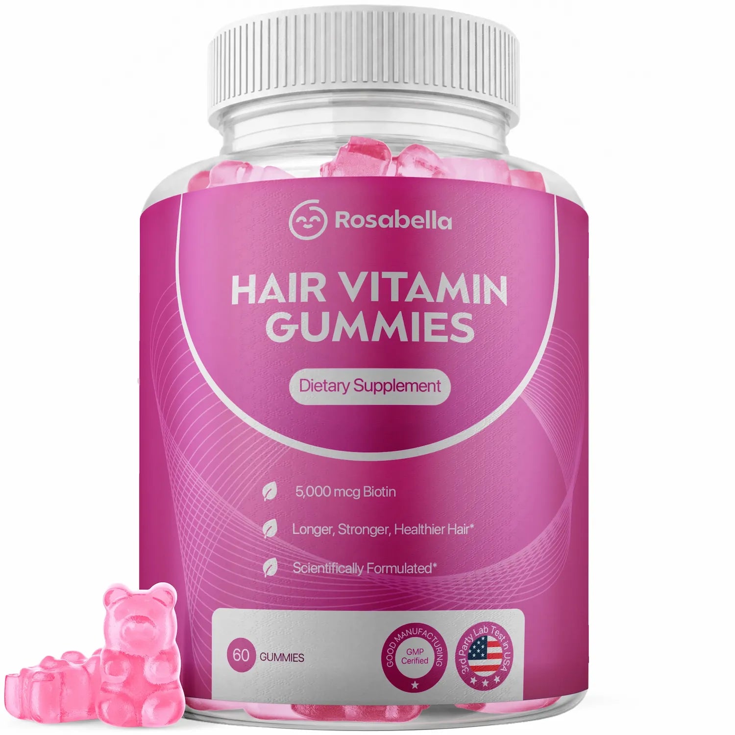 Rosabella Biotin Gummies (5000mcg) for Hair, Skin & Nails Growth