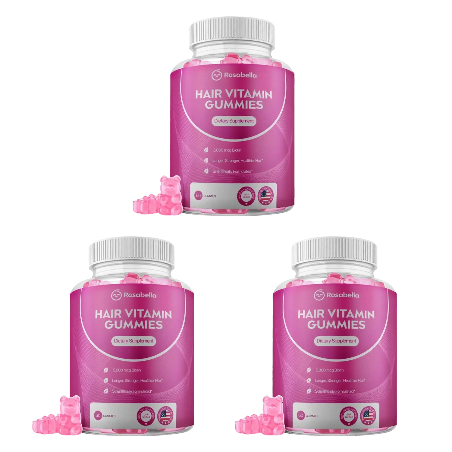 Rosabella Biotin Gummies (5000mcg) for Hair, Skin & Nails Growth